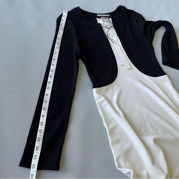 NWT YOANA BARASCHI Black & White Color-block Long Sleeve Dress Size Medium - Picture 5 of 9